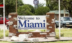 The welcome sign in Miami, OK, the place which became our home in 2000.